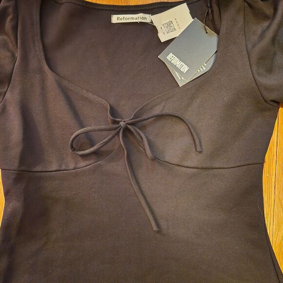 Reformation NWT "Helga" Puff Sleeve Sweet and Sultry Mini Dress in Black, Sz M - Picture 7 of 12